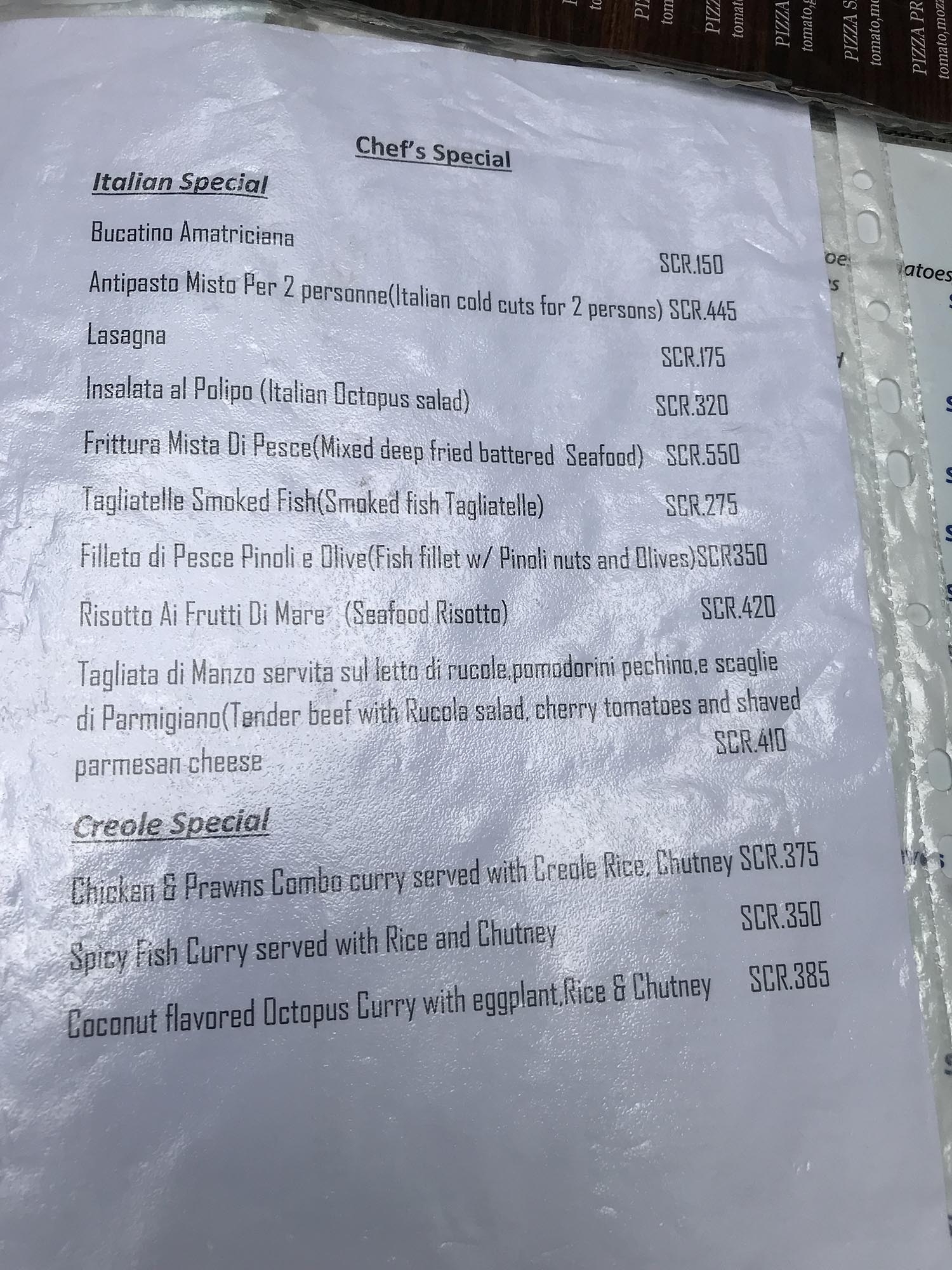 La Dolce Vita Menu